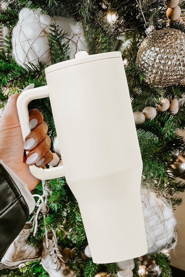 Grande tasse à vide avec poignée en acier inoxydable givré et paille 40 oz