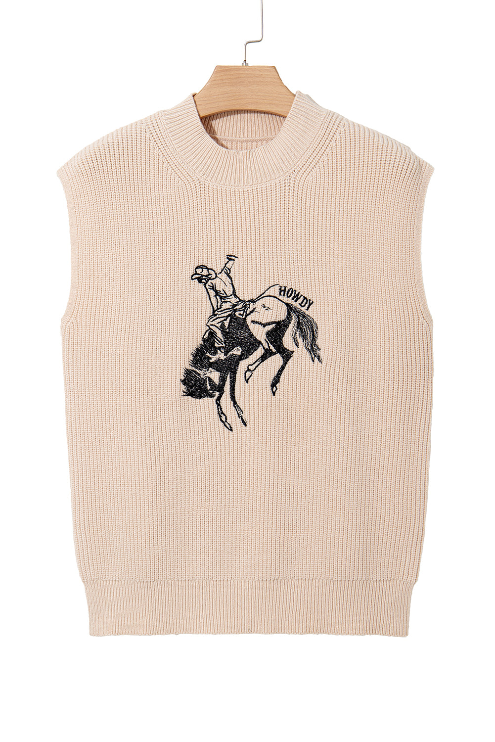 HOWDY Rodeo Cowboy Graphic High Neck Short Sleeve Sweater