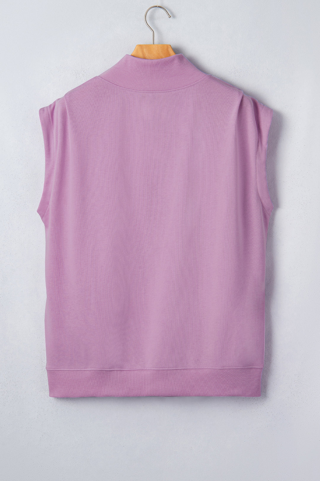 Phalaenopsis Solid Color High Neck Cap Sleeve Loose Top