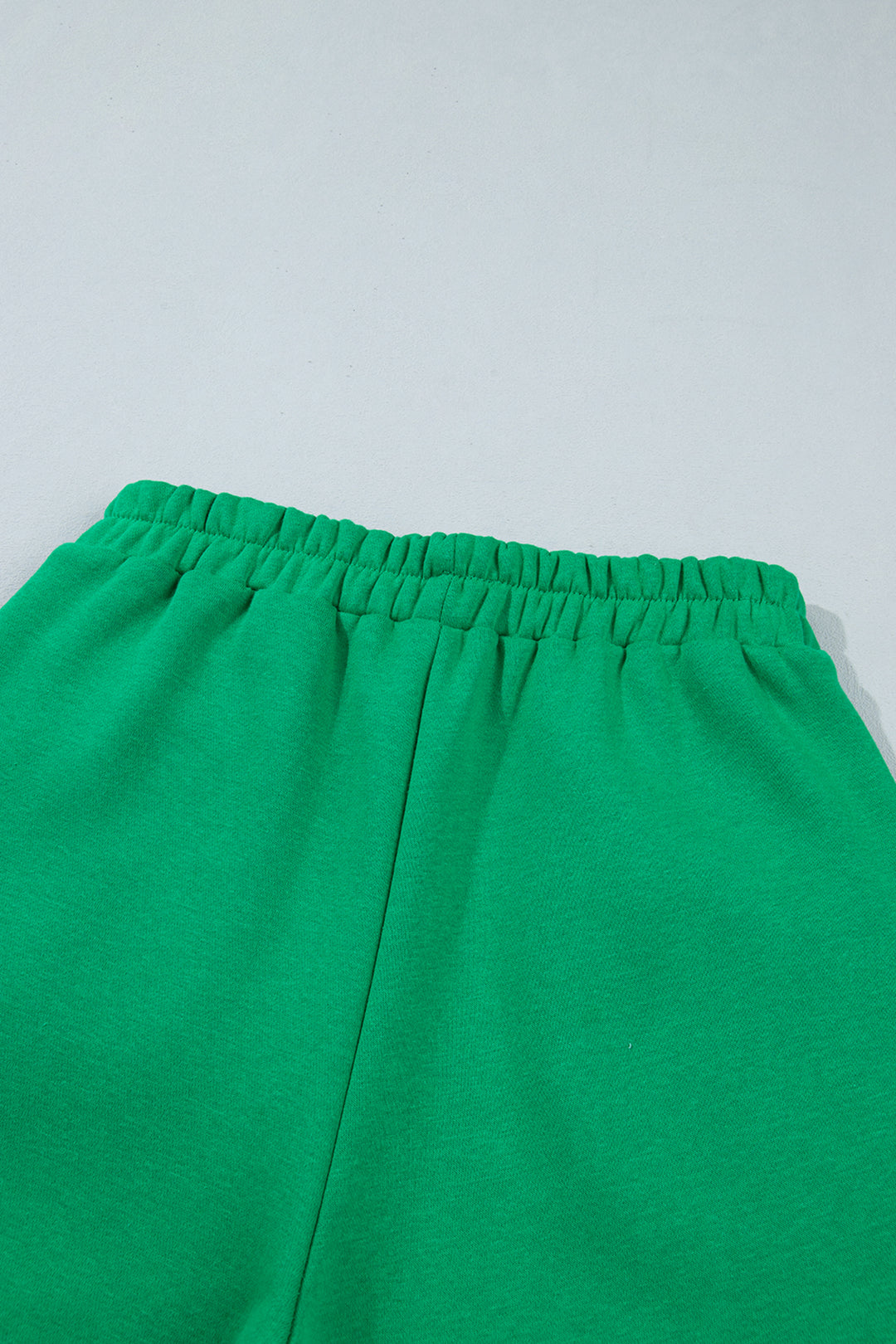 Bright Green Polka Dot Trim Baggy Pullover 2pcs Short Set