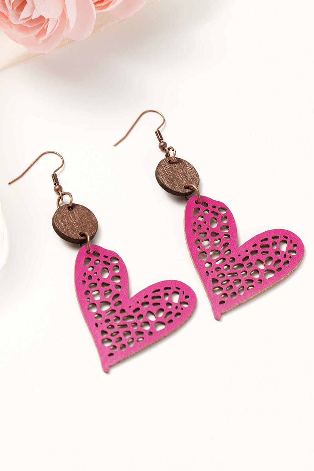 Boucles d'oreilles pendantes en forme de cœur creux pour la Saint-Valentin
