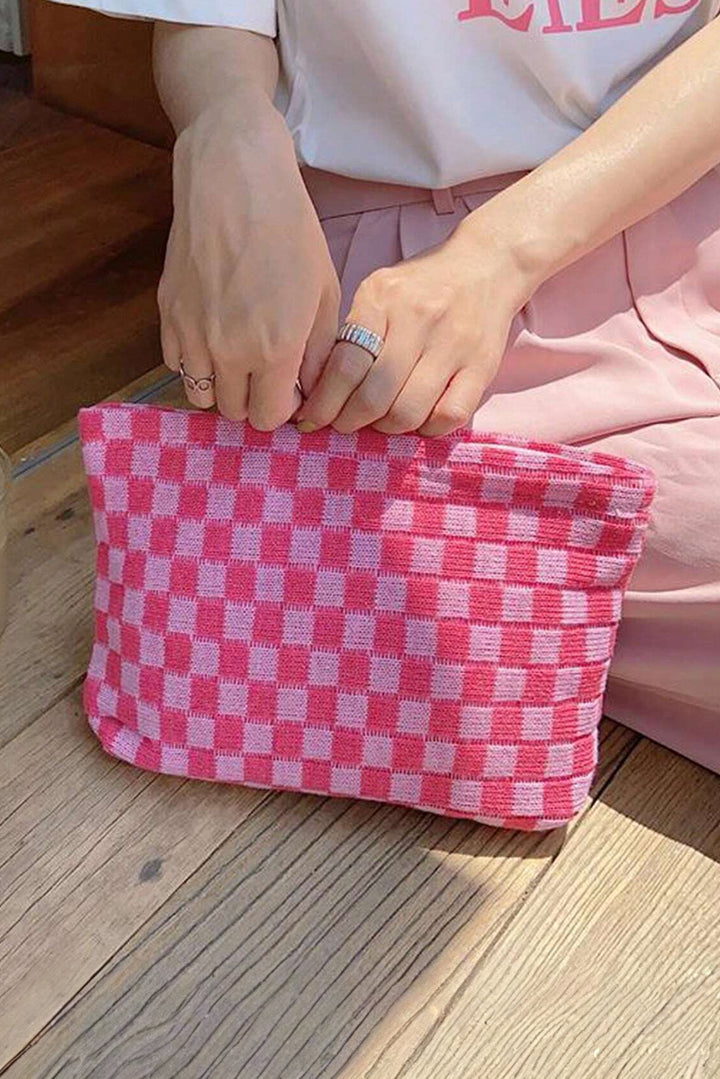 Trousse de maquillage à carreaux 