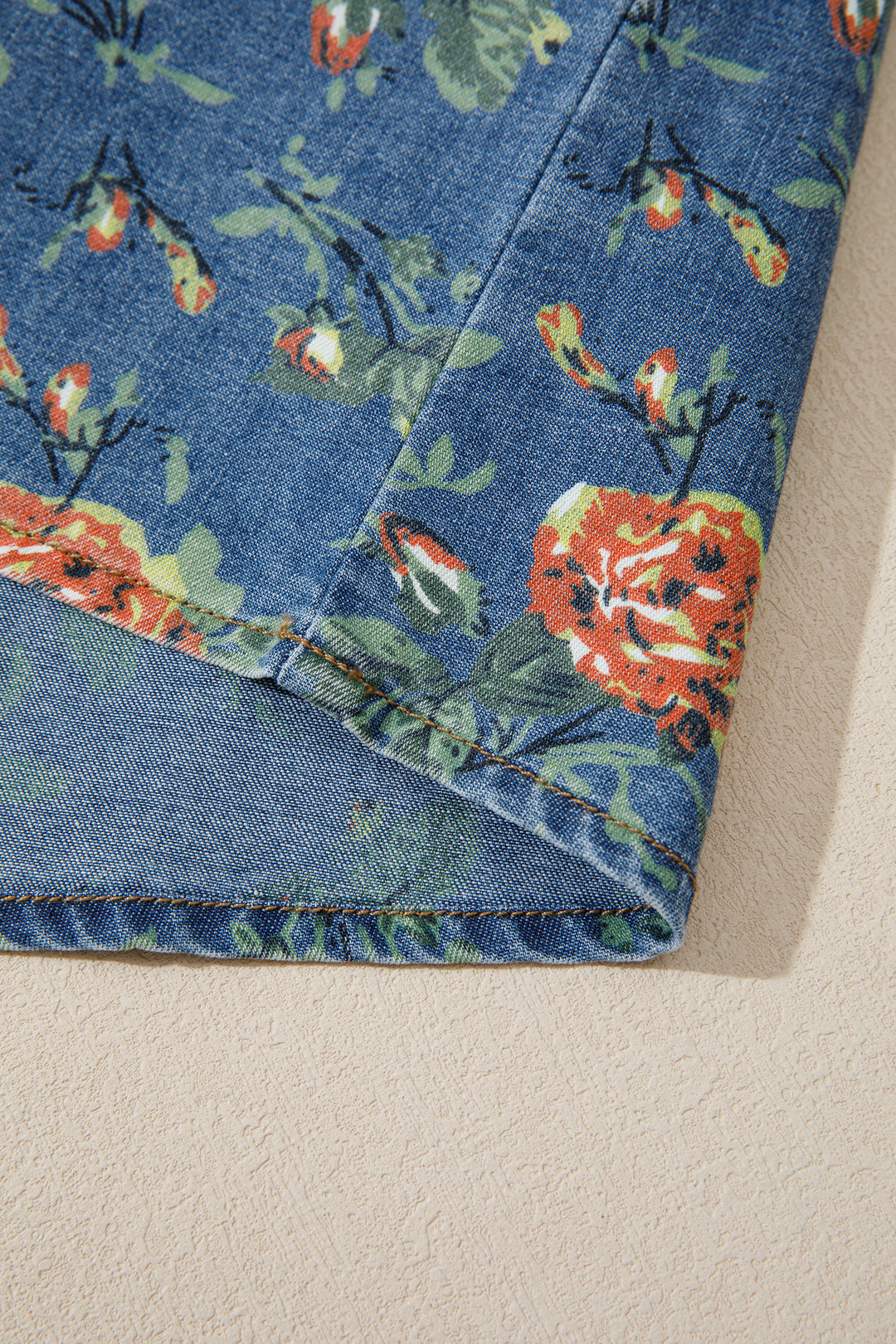 Ashleigh Blue Ruffled Short Sleeve Floral Denim Top
