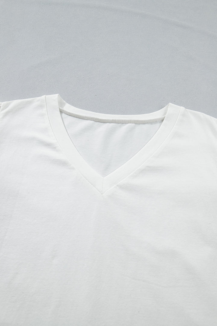 White Eyelet Crochet Splicing Short Sleeve Plus Size Tee
