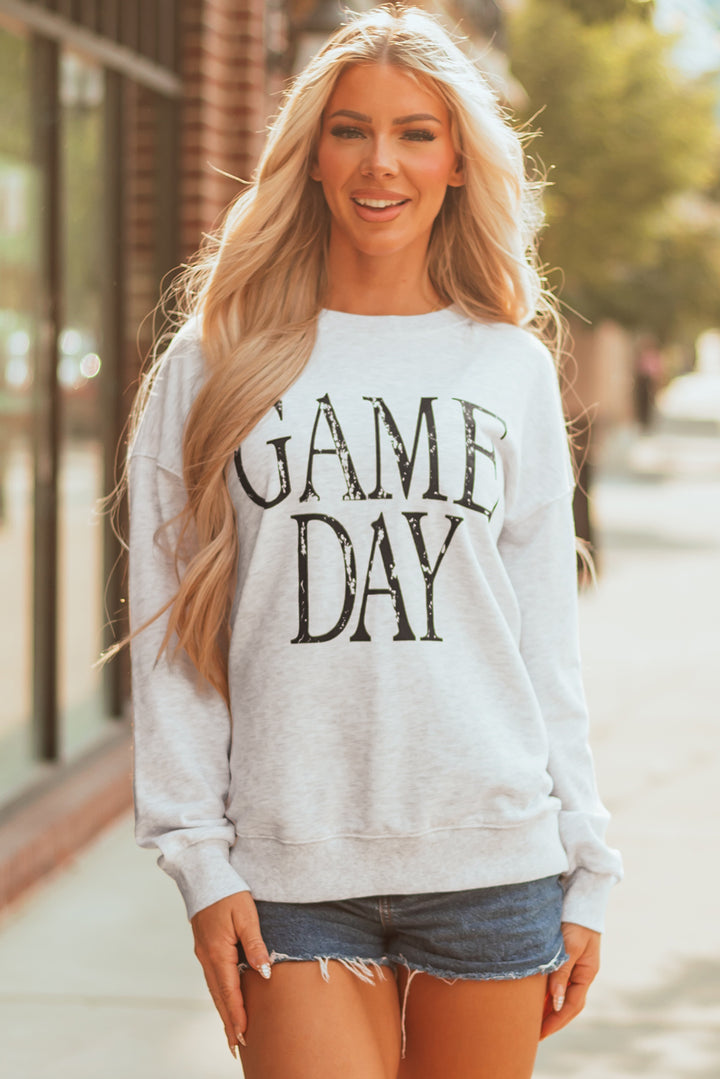 Vintage Washed GAME DAY Graphic Baggy Sweatshirt
