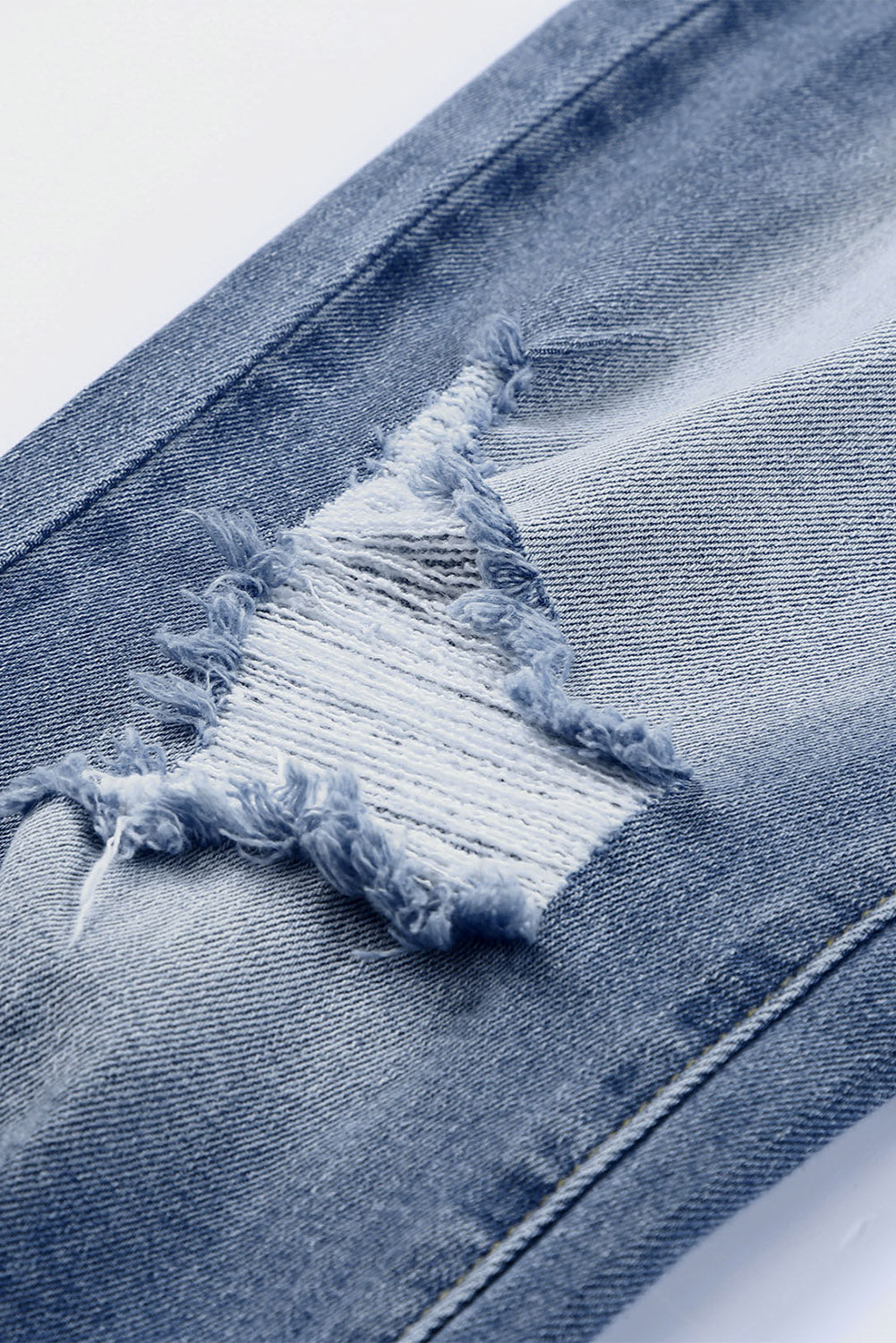 Sky Blue Skinny Distressed Capri Jeans