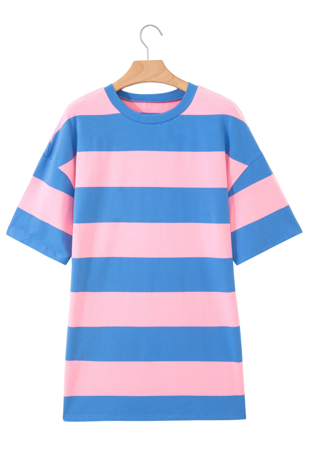 Bright Pink Striped Color Block Oversize Tunic Tee
