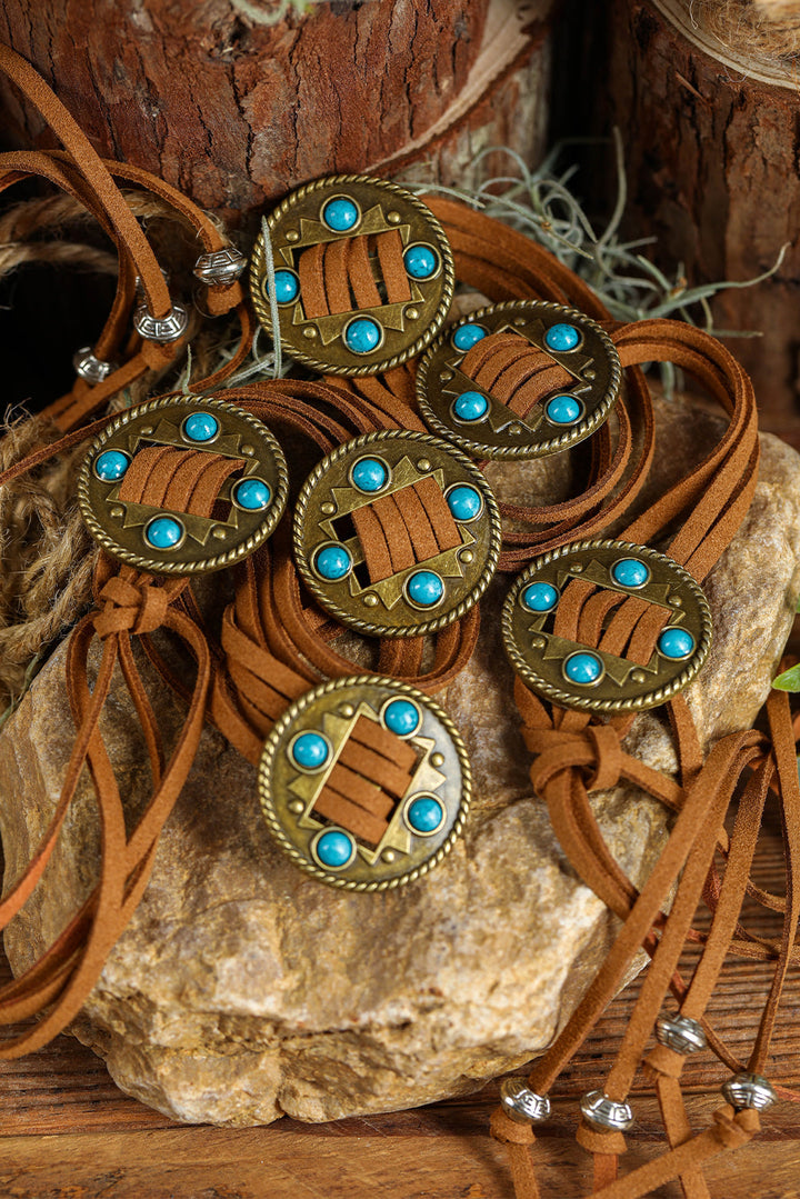 Ceinture à pampilles superposées avec décor turquoise occidental