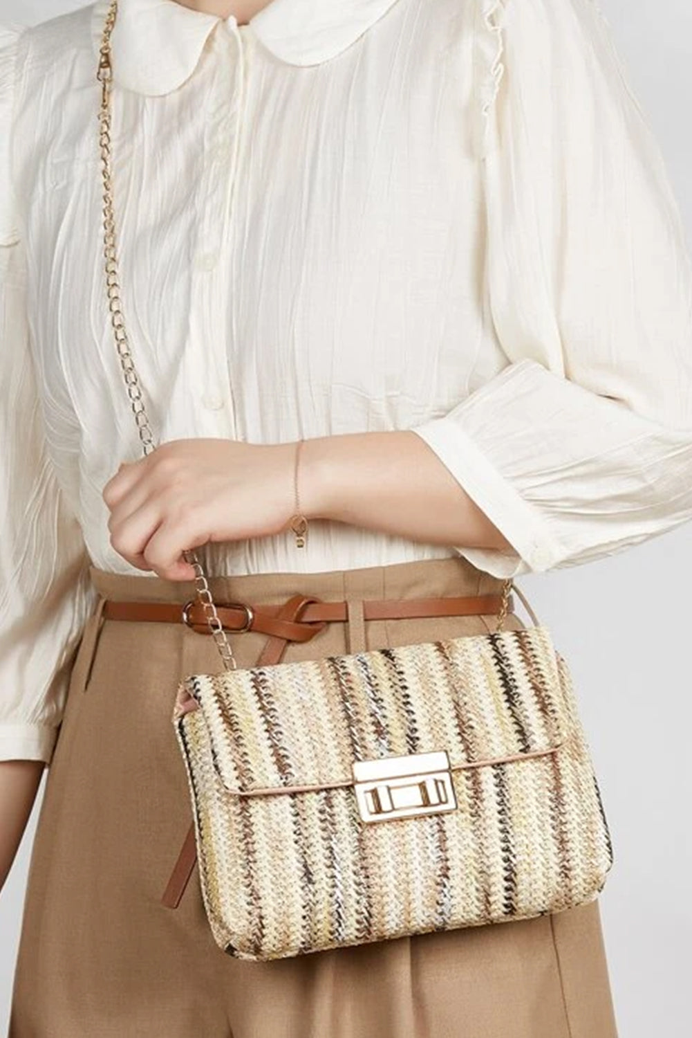 Bohemian Woven Gold Chain Shoulder Bag