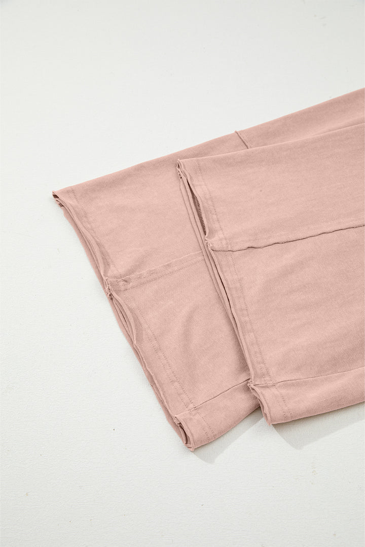 Buckskin Flower Patch Mineral Washed Terry Knit Cropped Wide Leg Pants