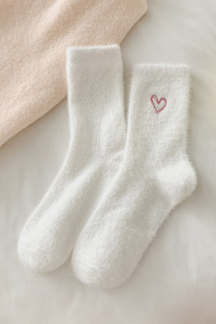 Weiche, dicke Crew-Socken mit Herzstickerei
