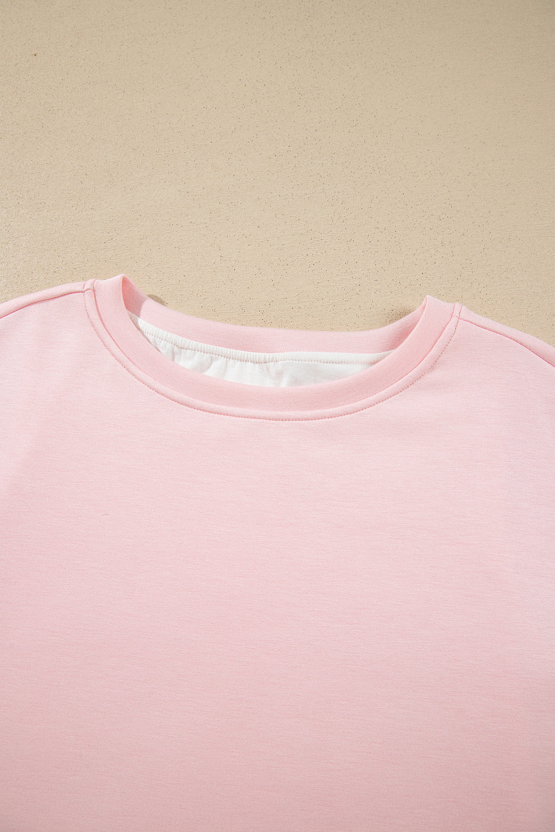 Pink Color Contrast Overlay Long Sleeve Top Drawstring Loose Pant Set
