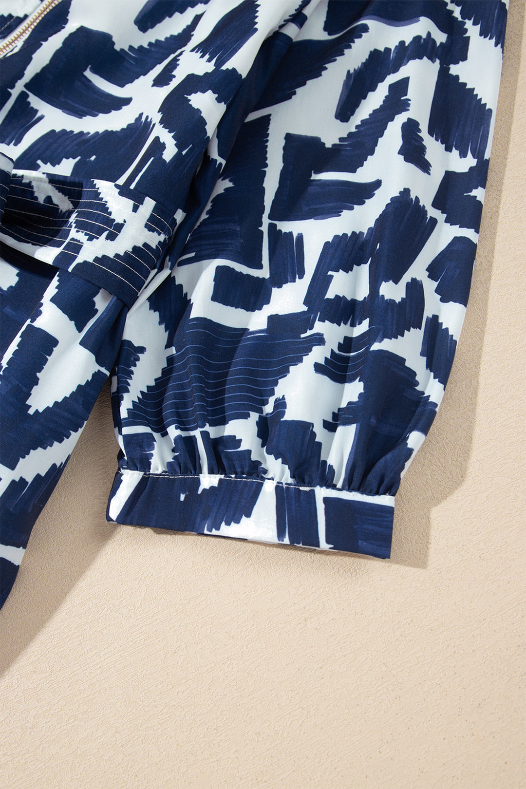 Blue Abstract Geometric Print Zip Front Shift Dress