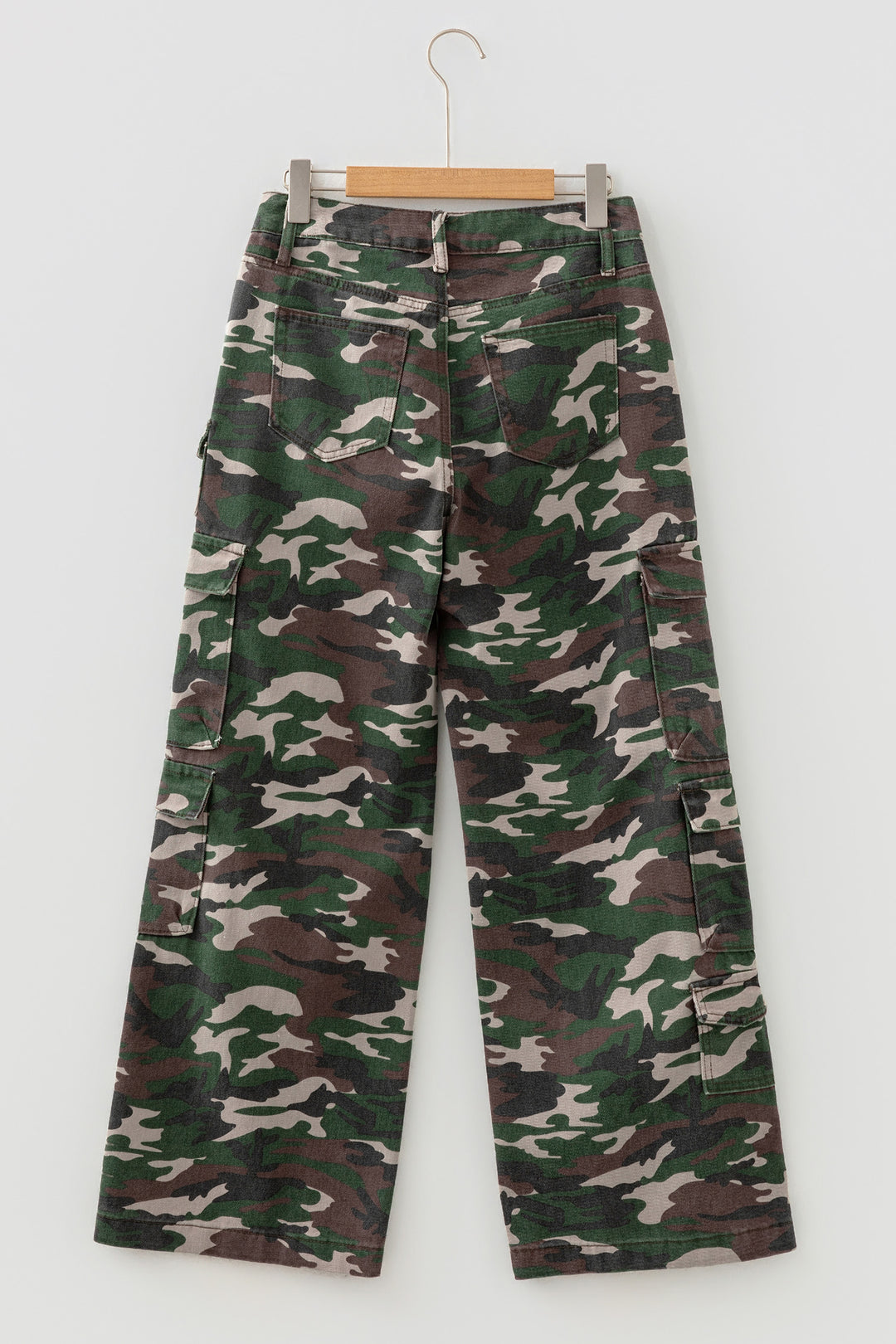 Green Camo Cargo Wide Leg Pants