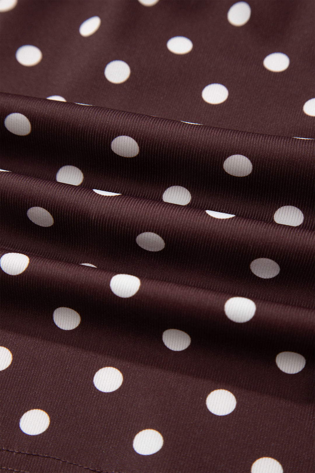 Brown Polka Dot Halter Tank Drawstring Elastic Waist Short Set