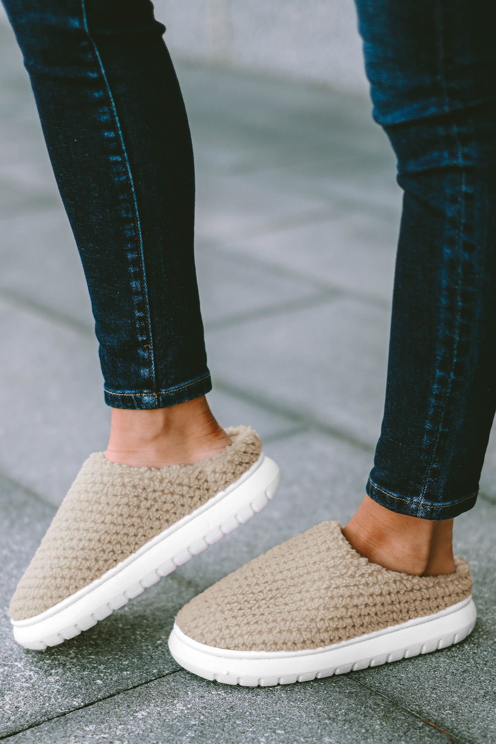 Two-tone Knitted Warm Homewear Slippers
