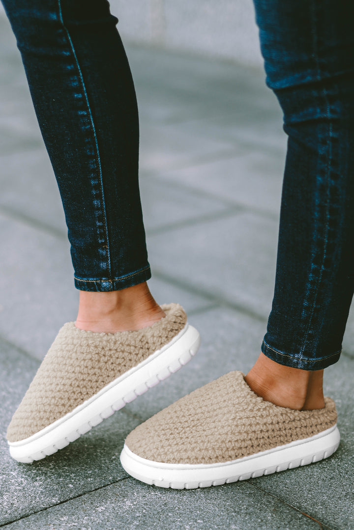Two-tone Knitted Warm Homewear Slippers