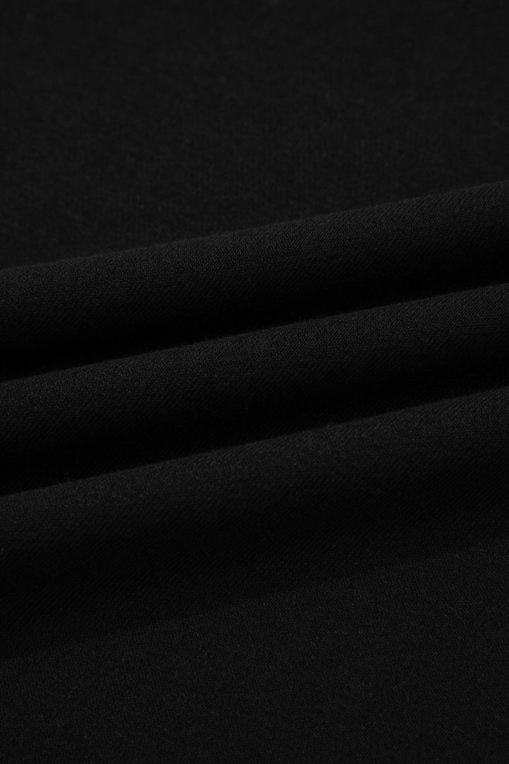 Black Solid Color Oversize Slit Sweatshirt Ribbed Leggings 2pcs Set