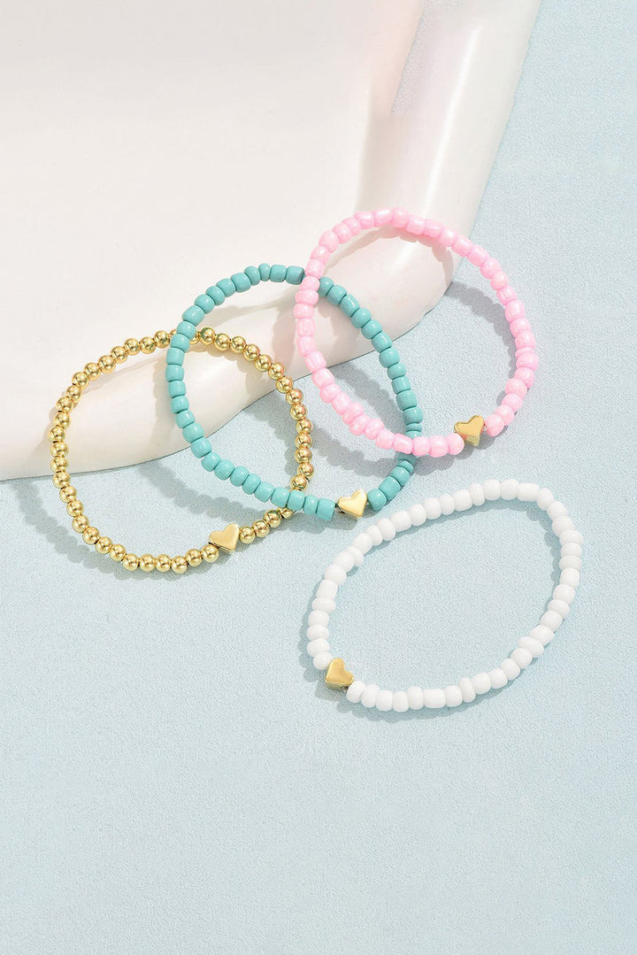 Mehrlagiges Armbandset mit Herzperlen