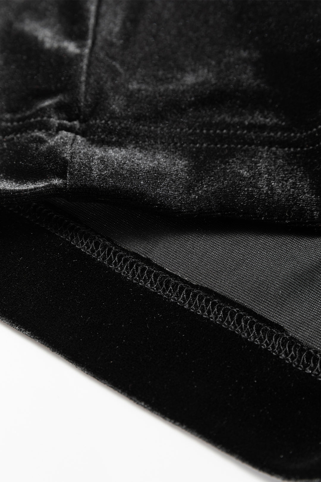 Black Shiny Velvet Drawstring High Waist Straight Leg Casual Pants