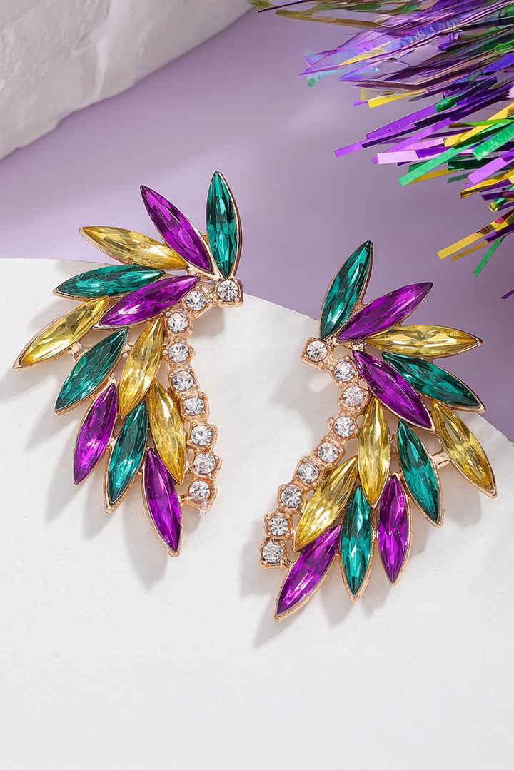 Boucles d'oreilles à tige incrustées de cristaux et strass Mardi Gras