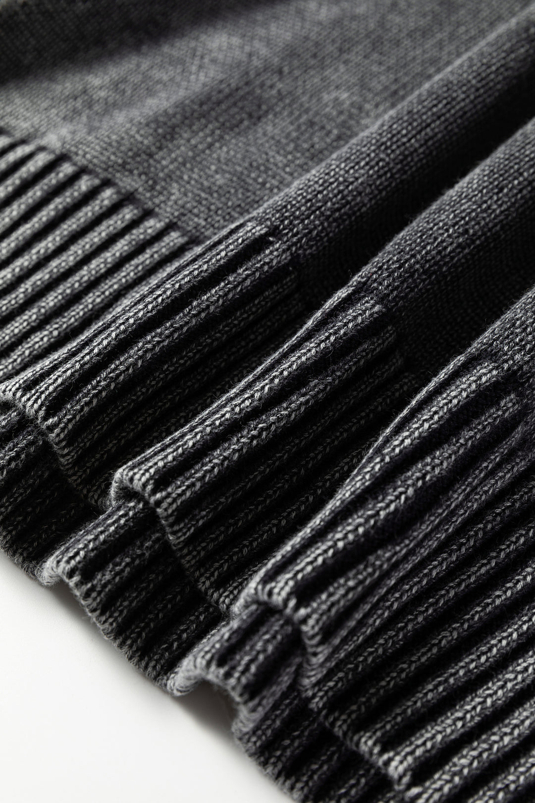 Black Mineral Wash V Neck Knit Exposed Seam Drop Shoulder Loose Sweater