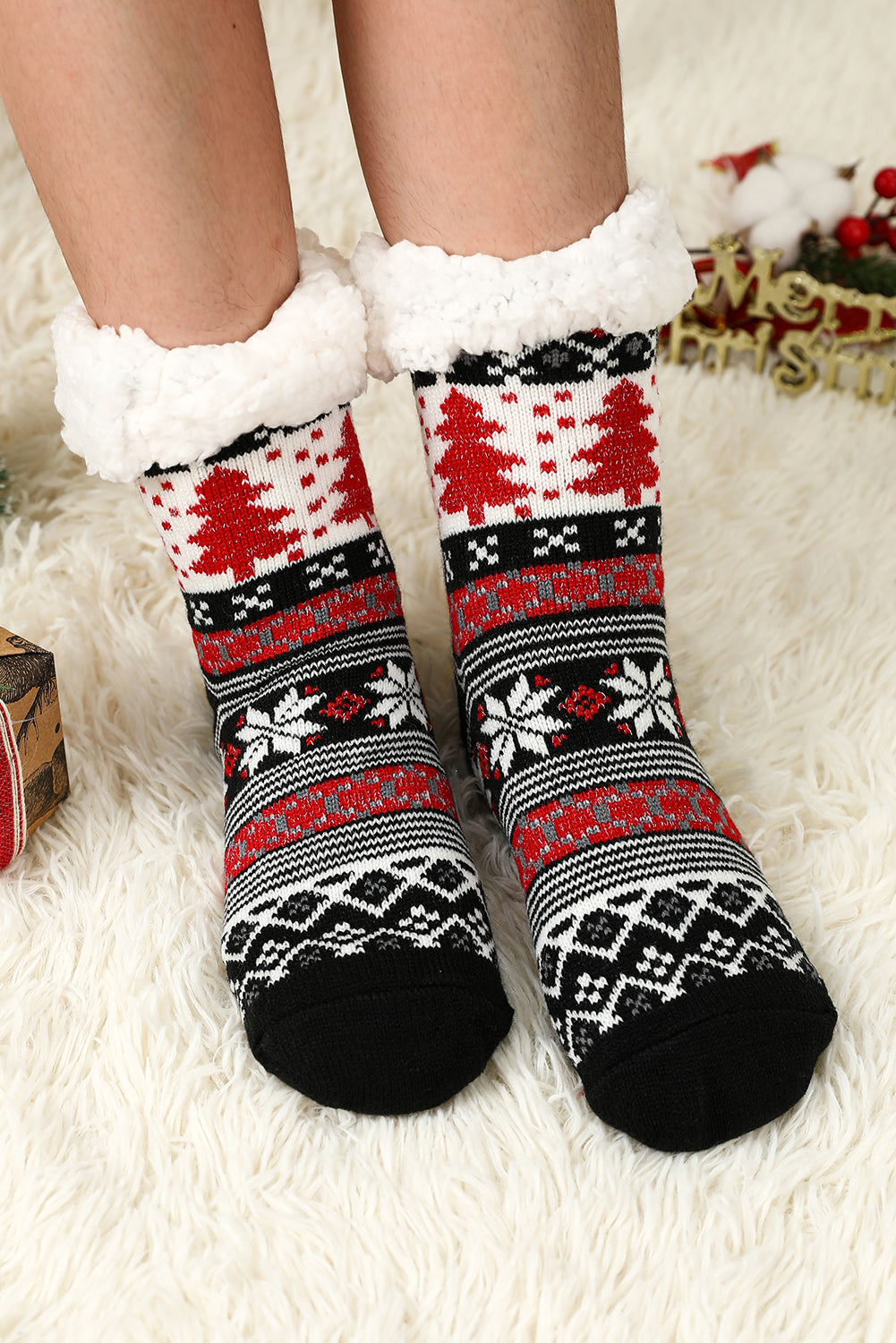 Thermosocken mit Weihnachtsbaummuster