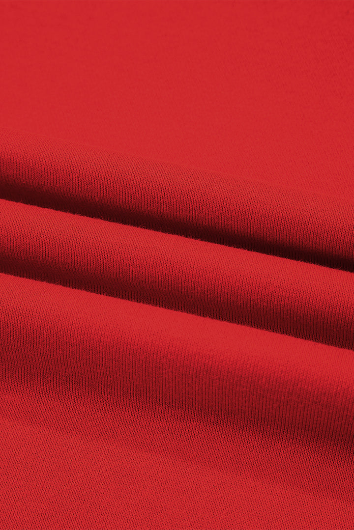 Fiery Red Varsity Striped Detail Drop Shoulder Oversized Sweatshirt