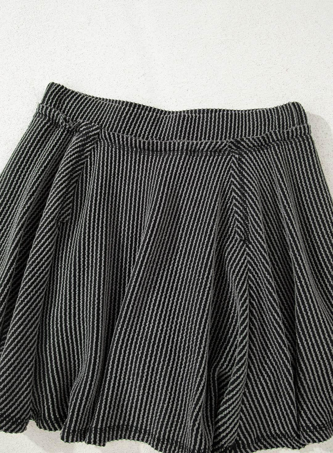 Dark Grey Corded Top High Waist Ruffled Mini Skort Set