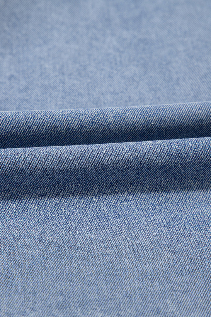 Robe babydoll en jean à manches bouffantes et col carré