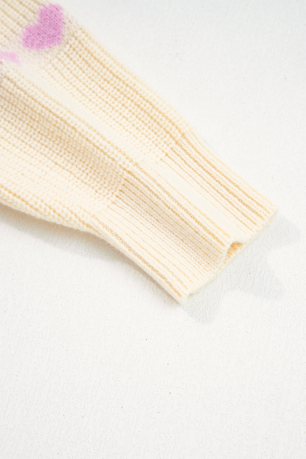 Heart Pattern Valentine Ribbed Knit Sweater