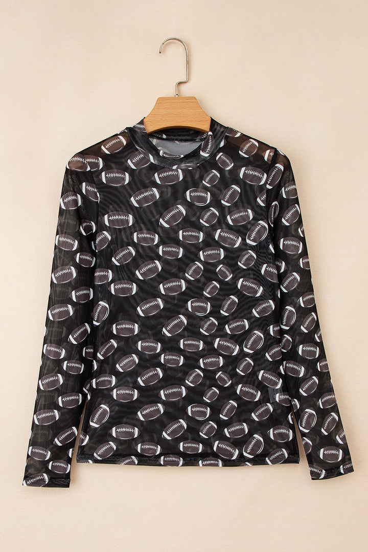 Game Day Rugby Mesh Sheer Long Sleeve Top