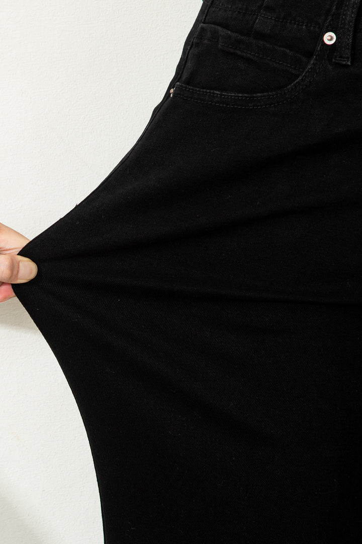 Black 2-Button High Waist Wide Leg Jeans