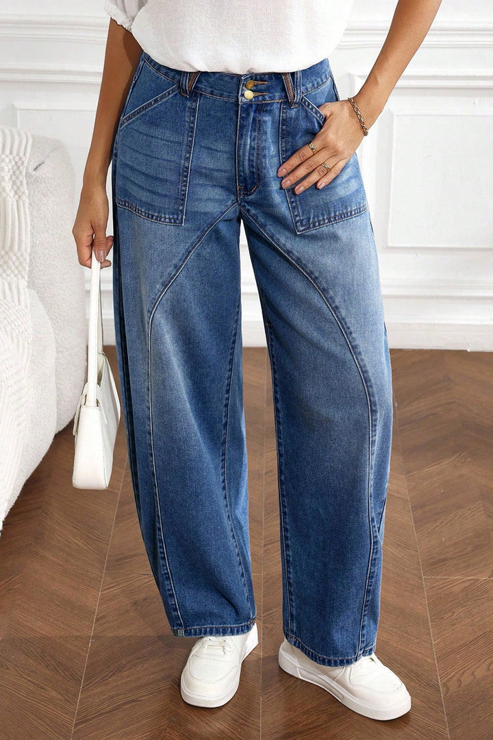 Ashleigh Blue Curved-Knife Ankle-Length Casual Jeans