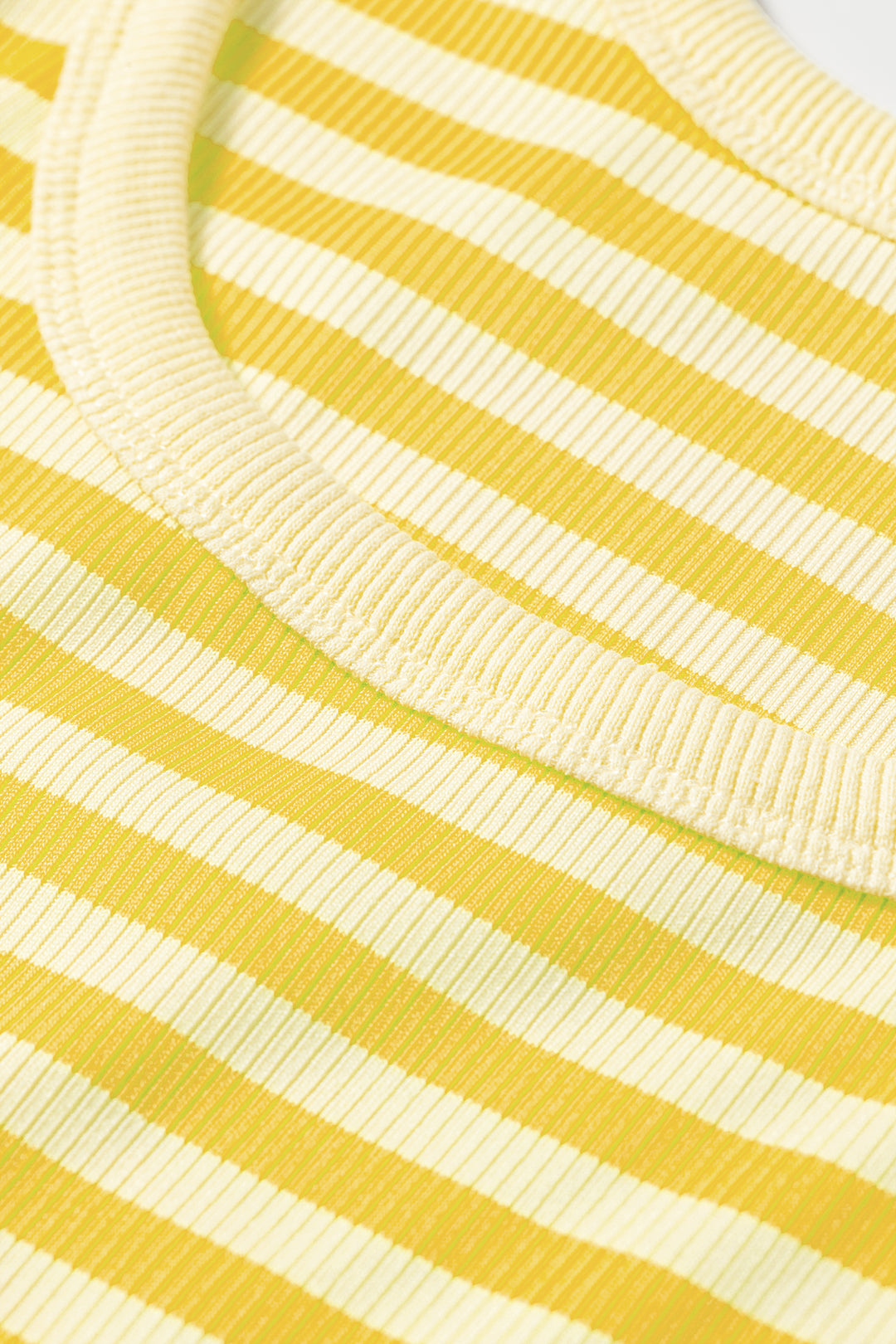 Casual Yellow Stripe Ribbed Knit Slim Tank Top