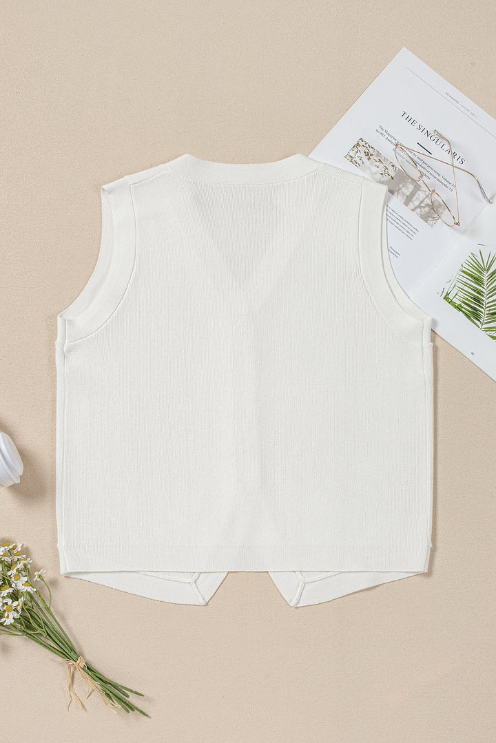V Neck Buttoned Sweater Vest