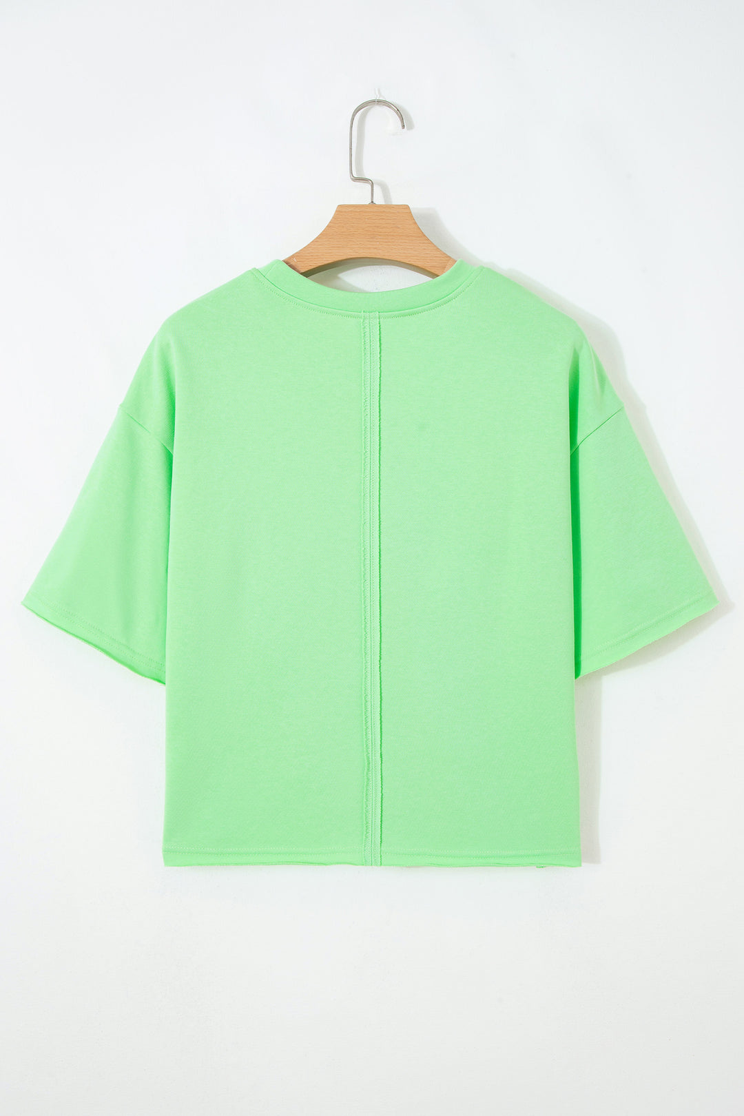 Bright Green Crab Embroidered Patch Loose Round Neck Tee
