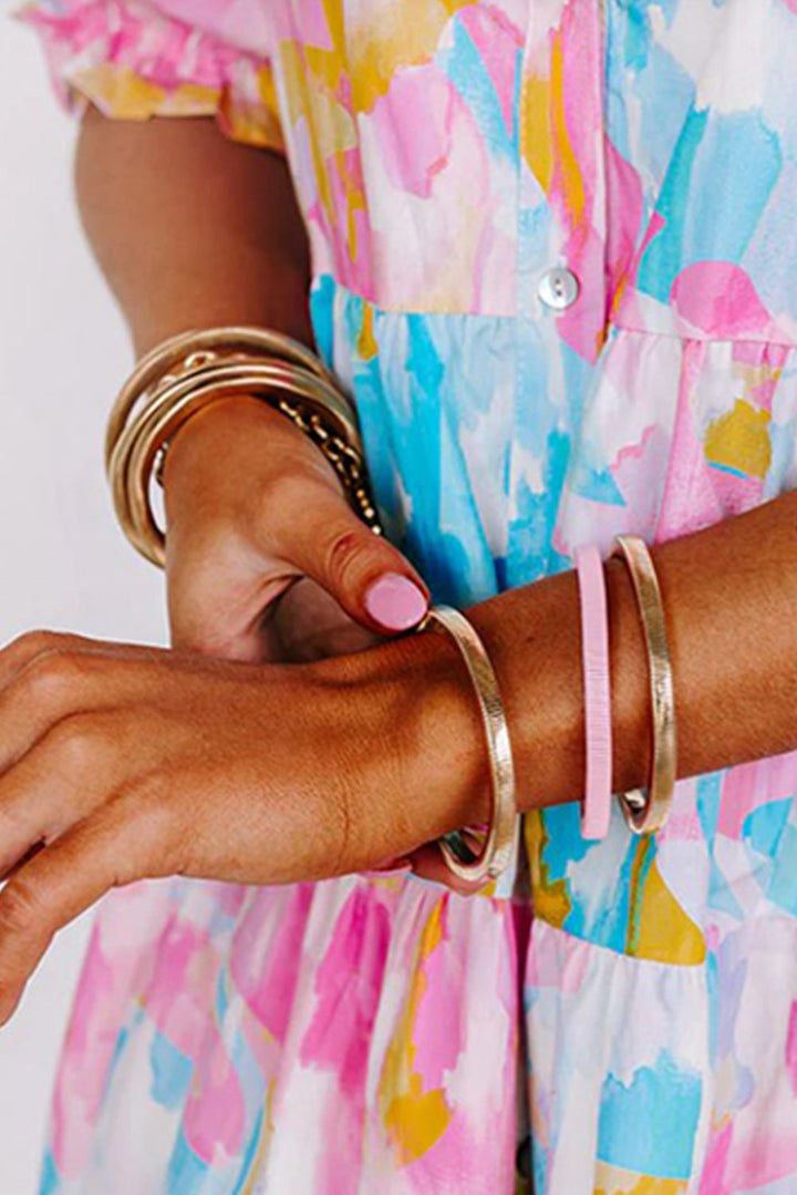 Stretchy Plated Metal Wide Bangle