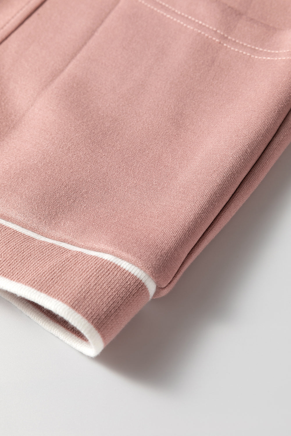 Pink Stripe Contrast Trim Buttoned Front Pocketed Knit Cardigan