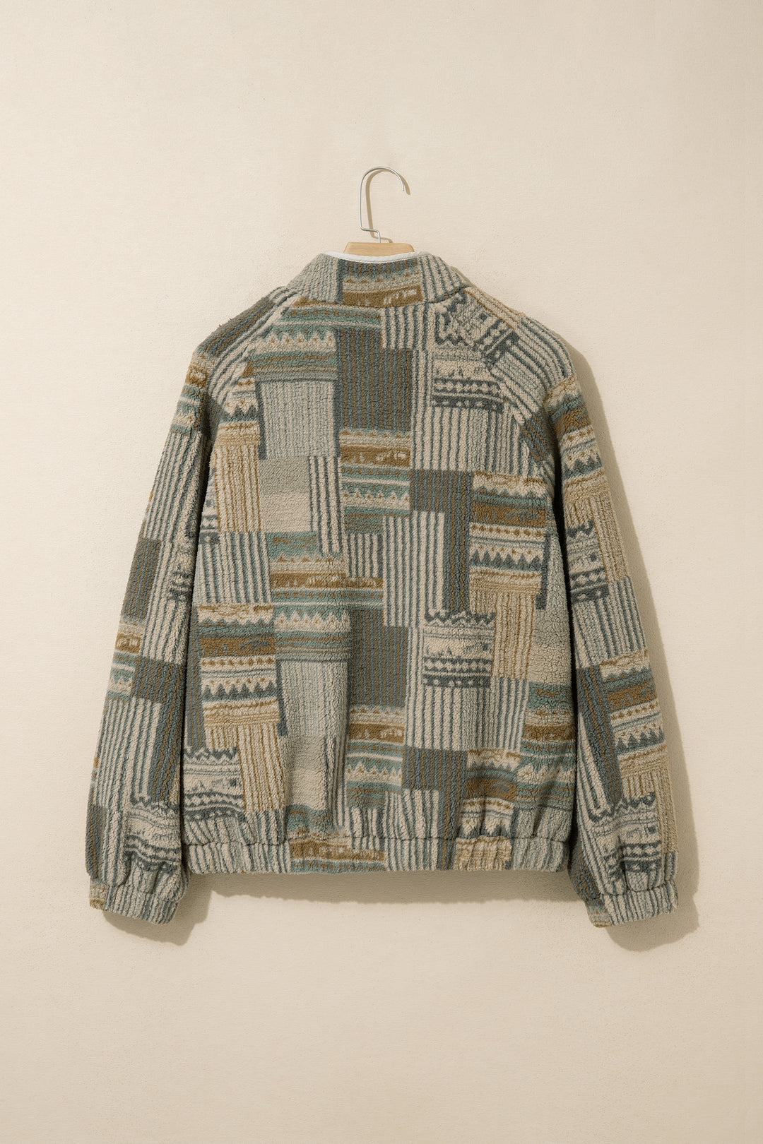 Green Western Print Fleece Pullover Long Sleeve Casual Fit Sweatshirt