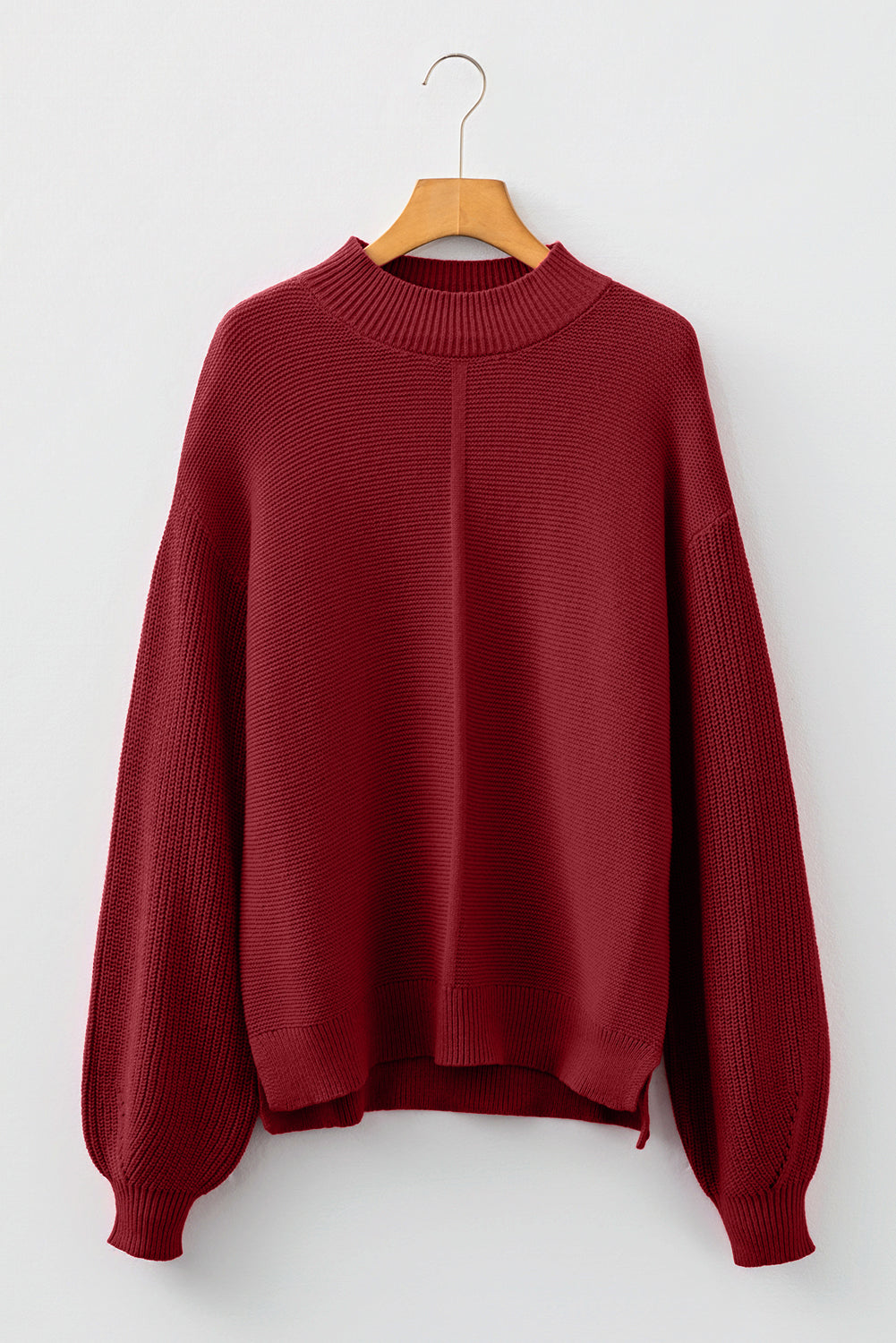 Solid Color Front Seam Drop Shoulder Loose Sweater