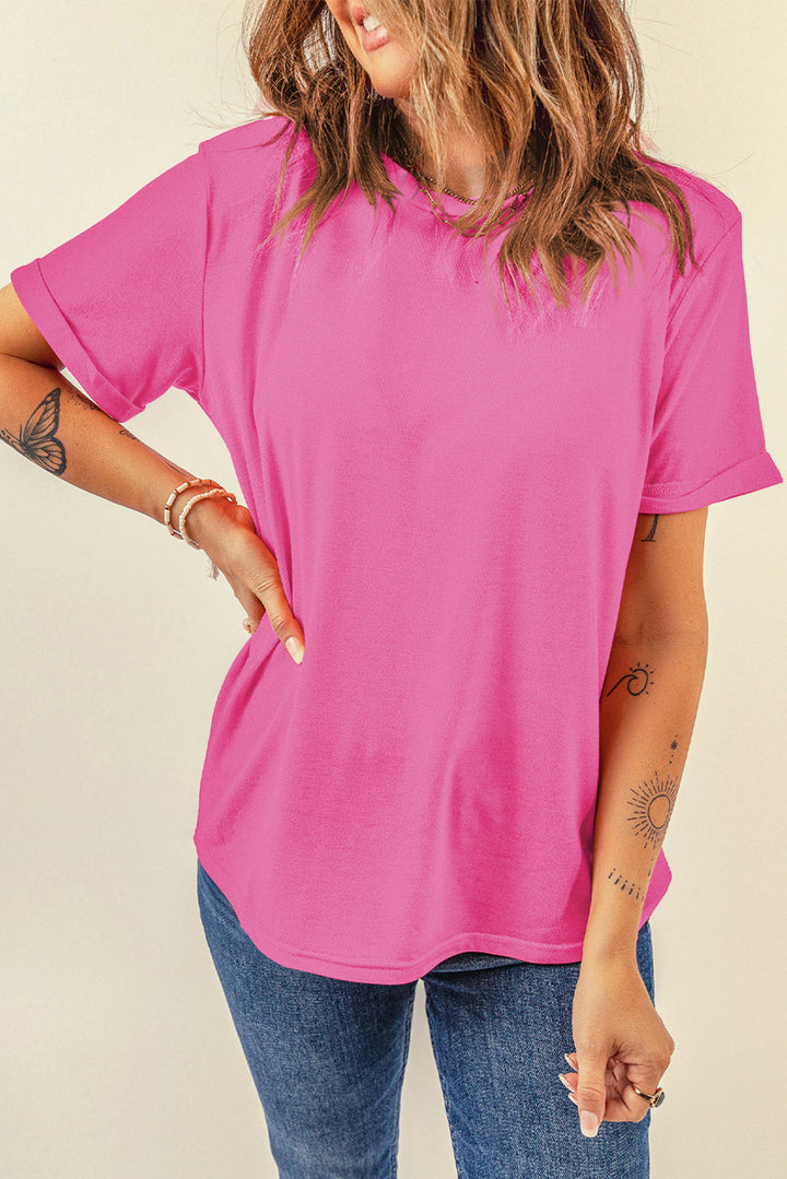 Bright Casual Plain Crew Neck Tee