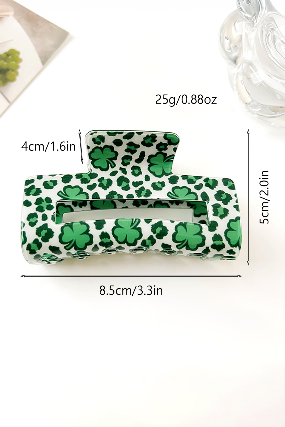 St Patricks Clover Print Hollow Out Square Hair Clip