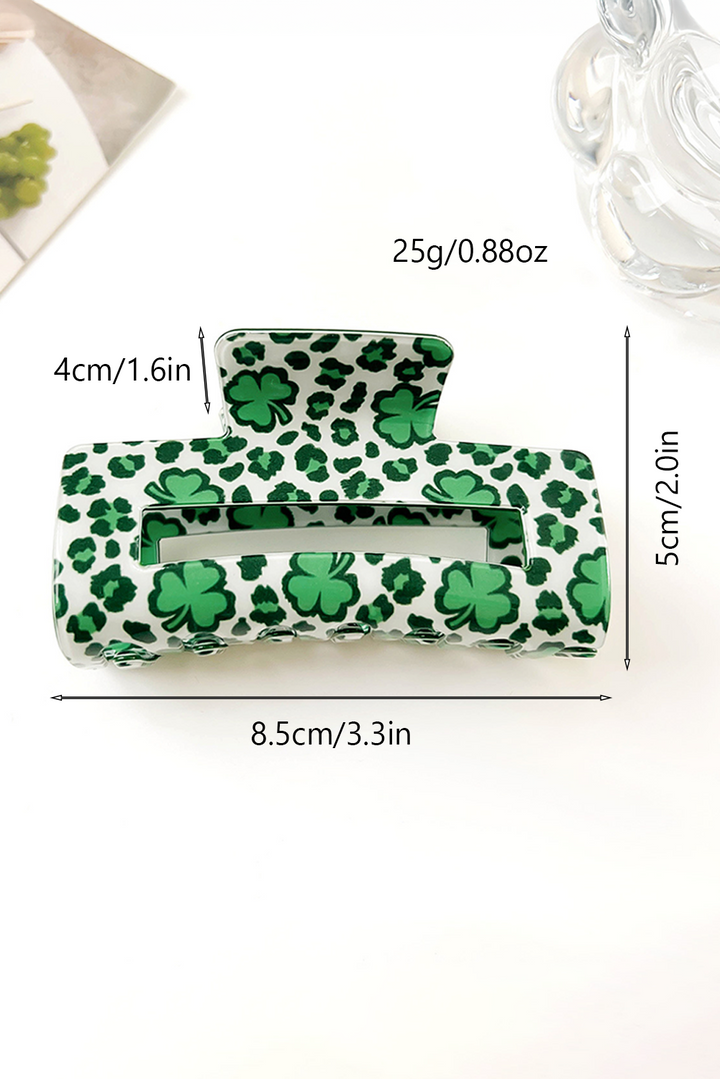 St Patricks Clover Print Hollow Out Square Hair Clip