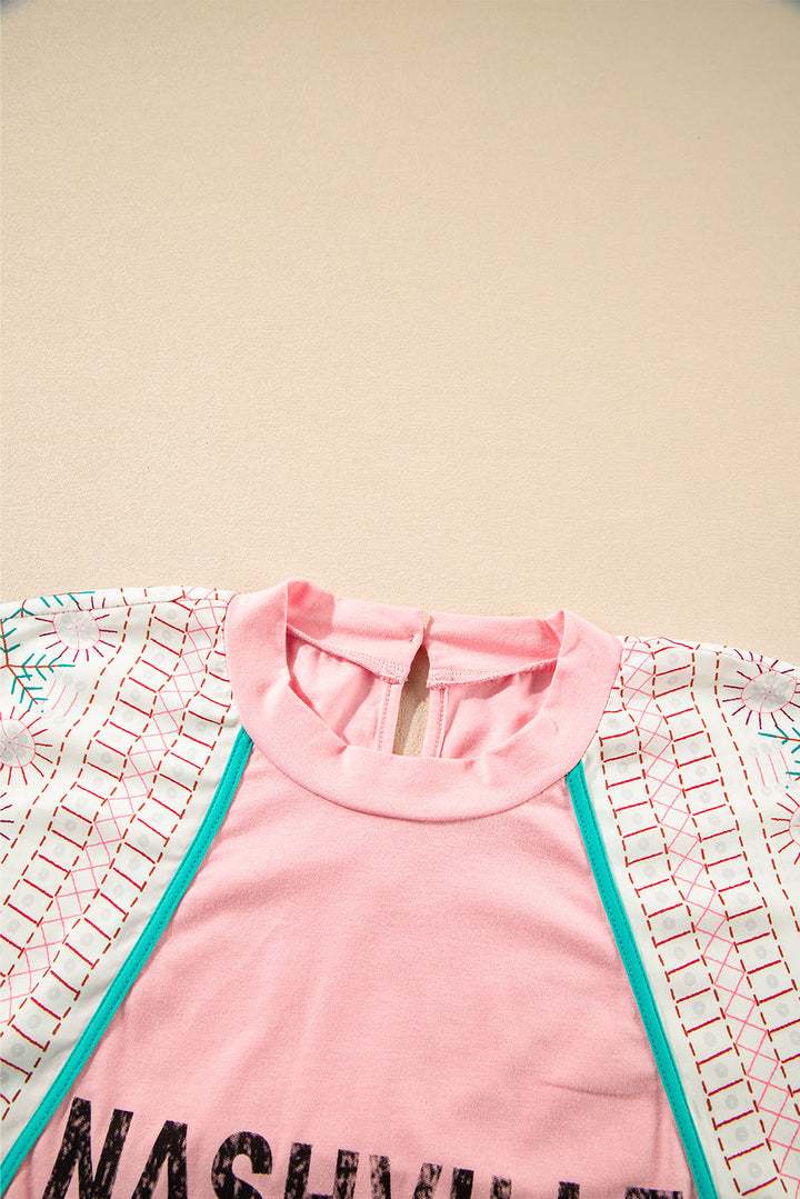 Vintage Nashville Printed Patchwork Tank Top