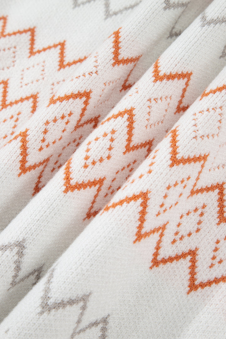 Zigzag Geometric Pattern Knitted Pullover Sweater