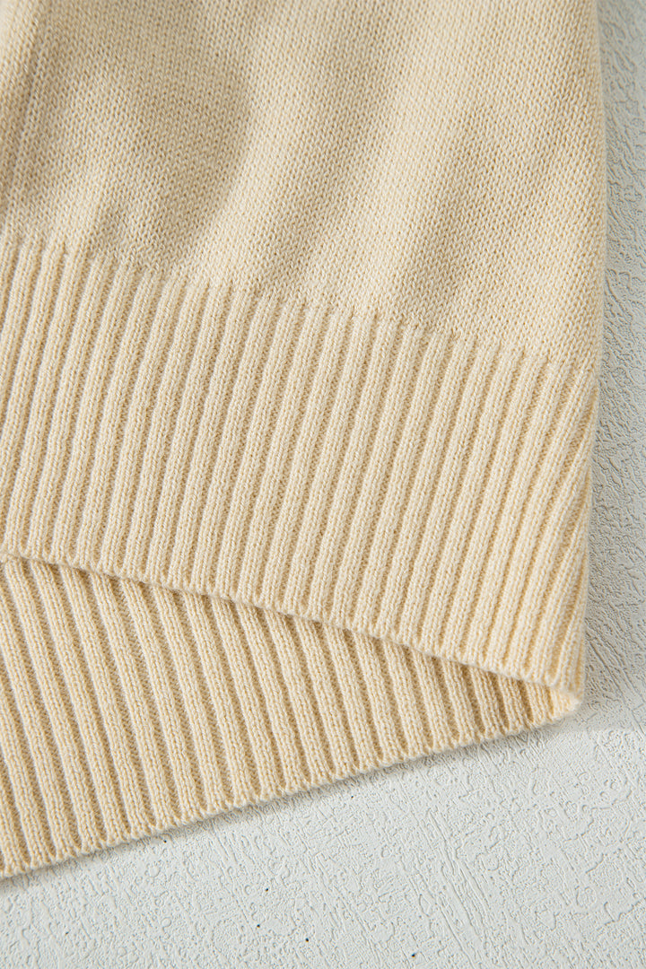 Buttoned Front Rolled Hem Cap Sleeve Sweater Top