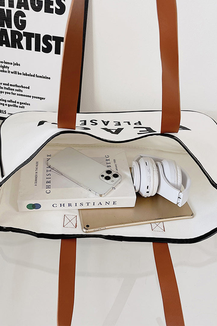 Große Canvas-Tragetasche mit „BEACH PLEASE“-Aufdruck
