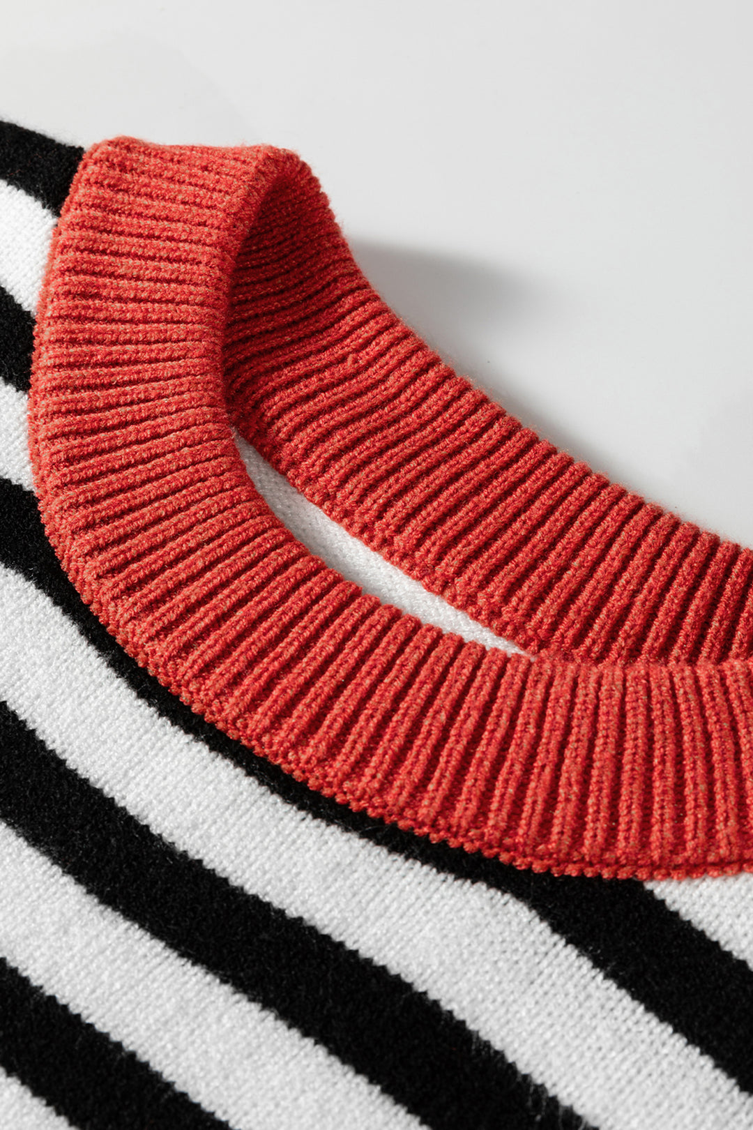 Gray Striped Panels Colorblock Sleeve Chic Sweater