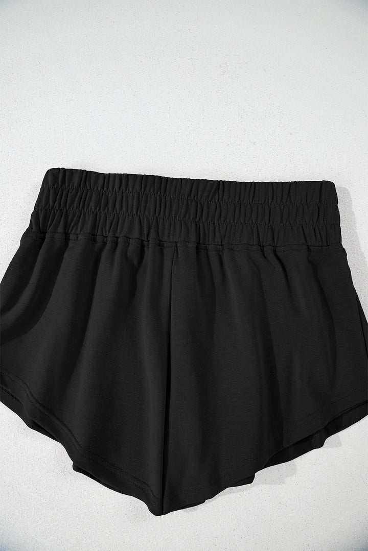 Black 2pcs Cropped Tee and Ruffle High Waist Skort Set